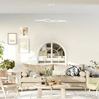 HOMCOM Modern Wave-Shape LED Pendant Light with Adjustable Hanging Chain, Metal Chandelier for Living Room, Bedroom, Dining Room, Office, Cool White 6500K, Silver(m-2)