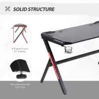 HOMCOM 1.2m LED Gaming Desk Racing Style Computer Table w/ Lights Cup Holder Headphone Hook Cable Management E-Sport Study Workstation – Black(m-4)