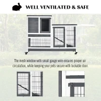 PawHut Small Animals 2-TierFir Wood Guinea Pigs Hutches Indoor Hutch Grey(m-4)