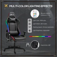 Vinsetto Gaming Chair with RGB LED Light, 2D Arm, Lumbar Support, Height Adjustable Swivel Office Computer Recliner, Racing Gamer Desk Chair for Home, Black(m-4)