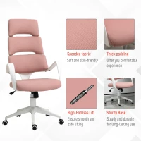 Vinsetto High Back Office Chair Work Executive 360 Swivel w/ 5 Castor Wheels Foam Padding Ergonomic Wide Arms Pink(m-7)