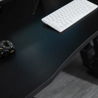 HOMCOM RGB Gaming Desk Computer Table Metal Frame with LED Light, Cup Holder, Headphone Hook, Cable Hole, Black(m-8)