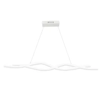 HOMCOM Modern Wave-Shape LED Pendant Light with Adjustable Hanging Chain, Metal Chandelier for Living Room, Bedroom, Dining Room, Office, Cool White 6500K, Silver(m-1)