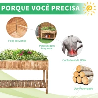 Outsunny Horta Vertical de Madeira 120x60x81cm Floreira Elevada para Cultivo de Plantas Flores com Prateleira Inferior para Jardim Terraço Exterior Madeira(m-6)