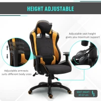 Vinsetto Stylish Racing Gaming Chair Yellow Panels Ergonomic Design 360° Swivel Adjustable Height Arms w/ Neck Back Pillow Home Gaming Seat Chair - Black&Yellow(m-5)