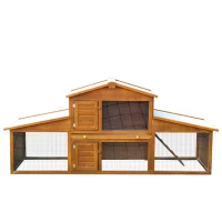 PawHut Small Animal Deluxe XXL Fir Wood 2-Tier Guinea Pigs Hutches Natural Wood Tone(m-8)
