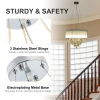 HOMCOM Elegant Modern Crystallite Ceiling Chandelier Light Pendant w/ Round Drum Shade 40W Home Lighting Furnishing Silver, Ф54 x 40cm(m-5)