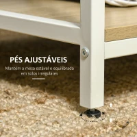 HOMCOM Mesa de Centro para Sala de Estar Moderna Mesa de Centro com Prateleira de Armazenamento Pés Ajustáveis e Estrutura de Aço para Escritório 100x54x45,8cm Natural(m-5)