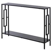 HOMCOM Industrial Console Table with Storage Shelf, Narrow Hallway Dressing Desk with Metal Frame for Living Room, Bedroom, Grey and Black(m-13)