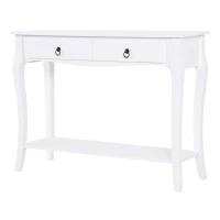 HOMCOM Console Table Modern Sofa Side Desk with Storage Shelves Drawers for Living Room Entryway Bedroom Ivory White(m-11)