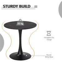 HOMCOM Modern Round Dining Table Leisure Coffee Bistro Table with Metal Base for Kitchen & Dining Room Black(m-6)