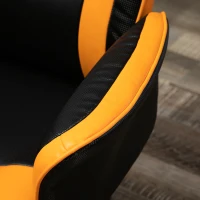 Vinsetto PU Leather Tub Seat Office Chair w/ Yellow Panels Wheels Mid-Back Armrests Ergonomic Comfort Home Office Gaming Black Orange(m-9)