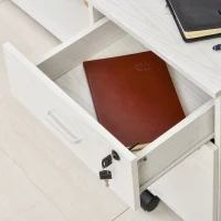 Vinsetto 2-Drawer Locking Office Filing Cabinet w/ 5 Wheels Rolling Storage Hanging Legal Letter Files Cupboard Home Organisation White Wood Grain(m-11)