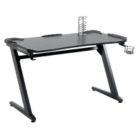 HOMCOM 122 x 66 cm Racing Gaming Desk, Computer Table with Cup Holder and Headphone Hook, Black(m-12)
