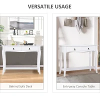 HOMCOM Console Table Modern Sofa Side Desk with Storage Shelves Drawers for Living Room Entryway Bedroom Ivory White(m-5)