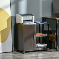 HOMCOM Printer Stand Home Office Mobile Storge File Cabinet Organizer with Castors, Door, Walnut Brown(m-10)