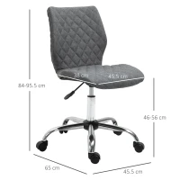 Vinsetto Armless Office Chair Adjustable Computer Chair Swivel Chair with Rolling Wheels and Linen Fabric Back Support for Home Office Students Study Grey(m-3)