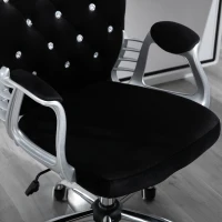 Vinsetto Office Chair Ergonomic 360° Swivel Diamante Tufted Home Work Velour Padded Base 5 Castor Wheels Black(m-8)