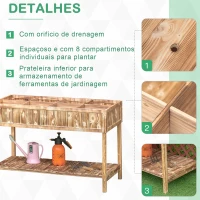 Outsunny Horta Vertical de Madeira 120x60x81cm Floreira Elevada para Cultivo de Plantas Flores com Prateleira Inferior para Jardim Terraço Exterior Madeira(m-7)