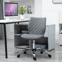 Vinsetto Armless Office Chair Adjustable Computer Chair Swivel Chair with Rolling Wheels and Linen Fabric Back Support for Home Office Students Study Grey(m-6)