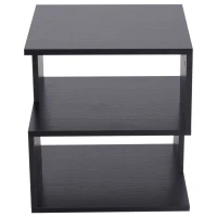 HOMCOM Side Table Square Coffee Table Modern End Table with 2 Tier Storage Shelves for Living Room, Bedroom, Black(m-8)
