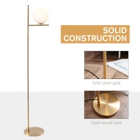 HOMCOM Modern Floor Lamp Metal Frame Sphere Light w/ Pedal Switch, Standing Lamp for Home Office Living Room, 159cm, Gold(m-5)