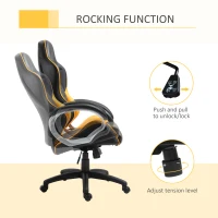 Vinsetto Office Chair Faux Leather Diamond Line High-Back Rocker Swivel Computer Desk Chair with Wheels, Black Orange(m-5)
