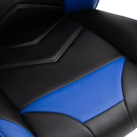 Vinsetto Ergonomic PU Leather Gaming Chair Stylish Blue Panel Swivel w/ 5 Wheels Adjustable Height Armrests Home Office Chair Comfortable Black&Blue(m-6)