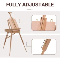 HOMCOM Wooden Art Easel Tripod Sketch Artist Painters Craft Portable Folding Drawing Board Lightweight - Natural Wood(m-5)