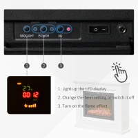 HOMCOM Electric Fireplace Suite with Remote Control, 1kW/2kW Freestanding Fireplace Heater with LED Flame Effect, Overheat Protection, 7-day Programmable Timer(m-4)