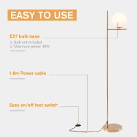 HOMCOM Modern Floor Lamp Metal Frame Sphere Light w/ Pedal Switch, Standing Lamp for Home Office Living Room, 159cm, Gold(m-6)