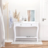 HOMCOM Console Table Modern Sofa Side Desk with Storage Shelves Drawers for Living Room Entryway Bedroom Ivory White(m-10)