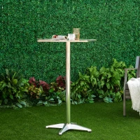 HOMCOM Height Adjustable Bistro Table Pub Bar Square Table Stainless Steel Top Aluminium Edge 60 x 60cm(m-2)