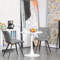 HOMCOM Modern Round Dining Table Leisure Coffee Bistro Table with Metal Base for Kitchen & Dining Room White(m-2)