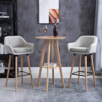HOMCOM Round Cocktail Bar Table Dinning Table with Wood Legs for Pub, Dining Room, Kitchen & Home bar(m-10)