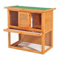 Pawhut Wooden 90cm 2 Tiers Guinea Pigs Hutches(m-9)