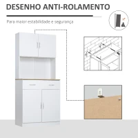 HOMCOM Armário de Cozinha com Gaveta 4 Portas e Prateleiras Interiores Ajustável em Altura Móvel Auxiliar de Armazenamento Moderno para Sala de Jantar Sala de Estar 80x40x180cm Branco(m-7)