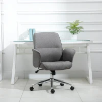 Vinsetto Rocking Chair Office Chair Mid Back Executive Adjustable with Wheels Light Grey(m-7)