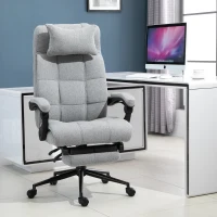 Vinsetto Ergonomic Office Desk Chair Adjustable Height Rolling Swivel w/Armrest Light Grey(m-10)