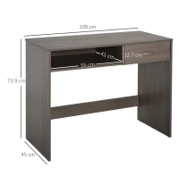 HOMCOM Compact Computer Desk, Study Table with Drawer and Storage Compartment, Writing Workstation, Grey(m-3)