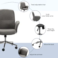 Vinsetto Rocking Chair Office Chair Mid Back Executive Adjustable with Wheels Light Grey(m-6)
