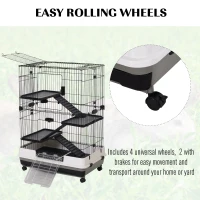 PawHut Metal Wire 3-Tier Small Guinea Pigs Hutches Rabbits Hutches Black/White(m-6)