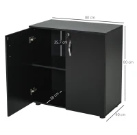 Vinsetto Lockable Office Storage Cabinet 2-Tier Filing Cabinet w/ Feet 2 Keys Melamine Coating Aluminium Handles Home Office Printer Stand Black(m-3)