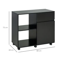 HOMCOM Filing Cabinet, Printer Stand with Open Storage Shelves and Drawer for Home Office, 80cm x 40cm x 73cm, Black(m-3)