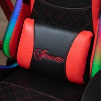 Vinsetto Racing Gaming Chair with RGB LED Light, Lumbar Support, Adjustable Height, Swivel Home Office Computer Recliner High Back Gamer Desk Chair, Black Red(m-9)