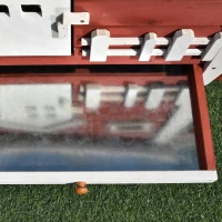 PawHut Rabbits Outdoor Fir Wood Guinea Pigs Hutches w/ Ramp Wine-Brown(m-7)