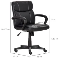 Vinsetto Executive Office Chair Swivel PU Leather Ergonomic Chair for Home, with Arm, Adjustable Height, Black(m-3)