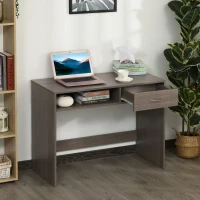 HOMCOM Compact Computer Desk, Study Table with Drawer and Storage Compartment, Writing Workstation, Grey(m-7)