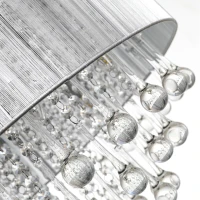 HOMCOM Elegant Modern Crystallite Ceiling Chandelier Light Pendant w/ Round Drum Shade 40W Home Lighting Furnishing Silver, Ф54 x 40cm(m-7)