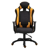 Vinsetto Stylish Racing Gaming Chair Yellow Panels Ergonomic Design 360° Swivel Adjustable Height Arms w/ Neck Back Pillow Home Gaming Seat Chair - Black&Yellow(m-8)